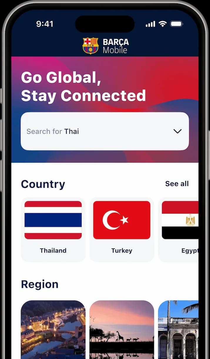 Barca mobile Travel Esim Main Banner